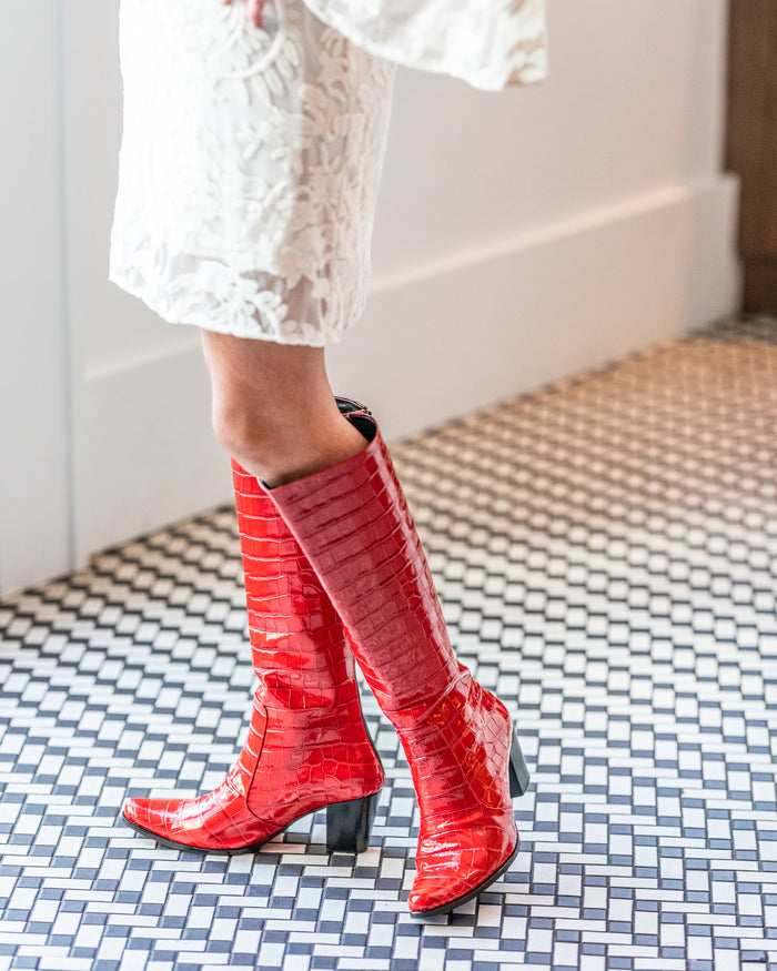 Sydney Red Alligator Knee High