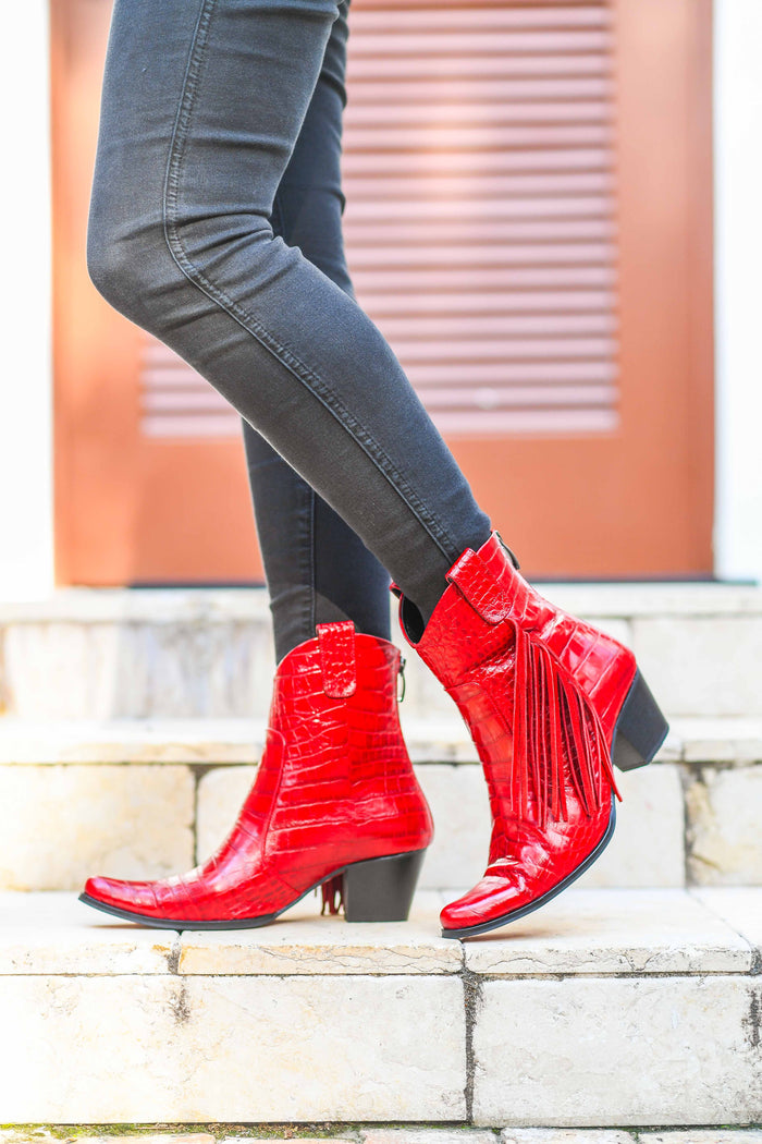 Sydney Red Fringe Bootie
