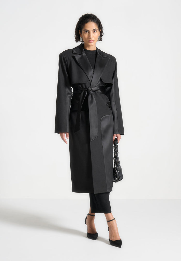Tailored Satin Trench Coat