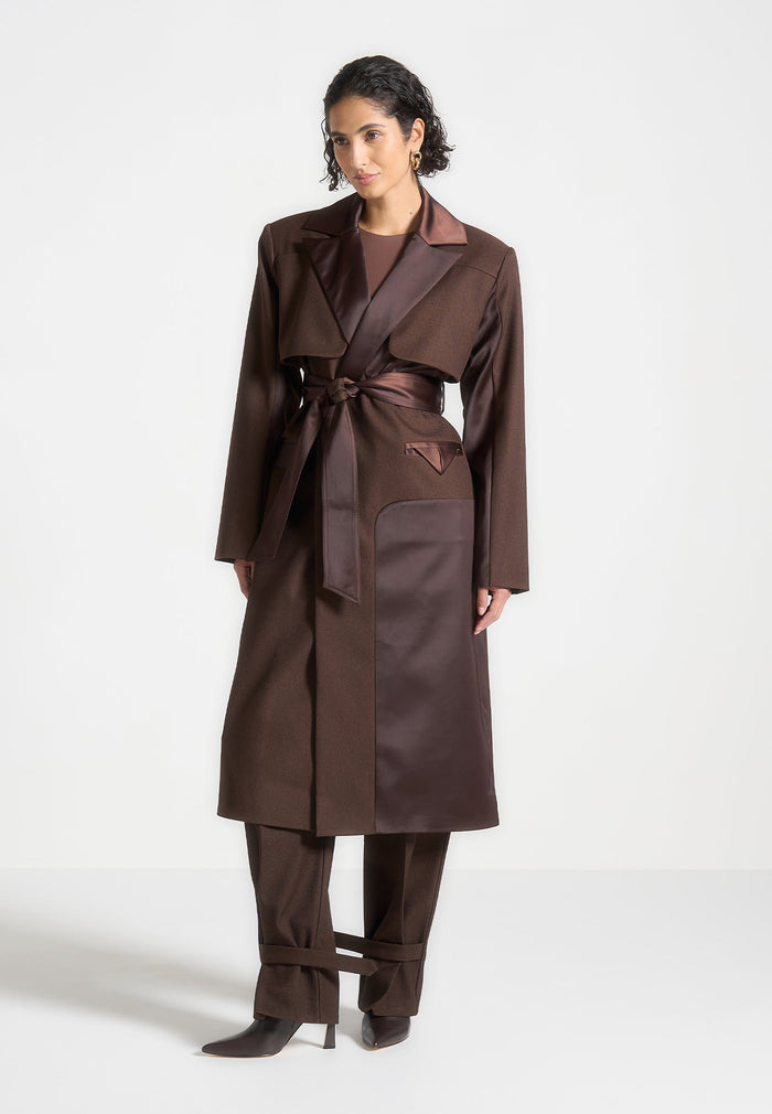 Tailored Satin Trench Coat
