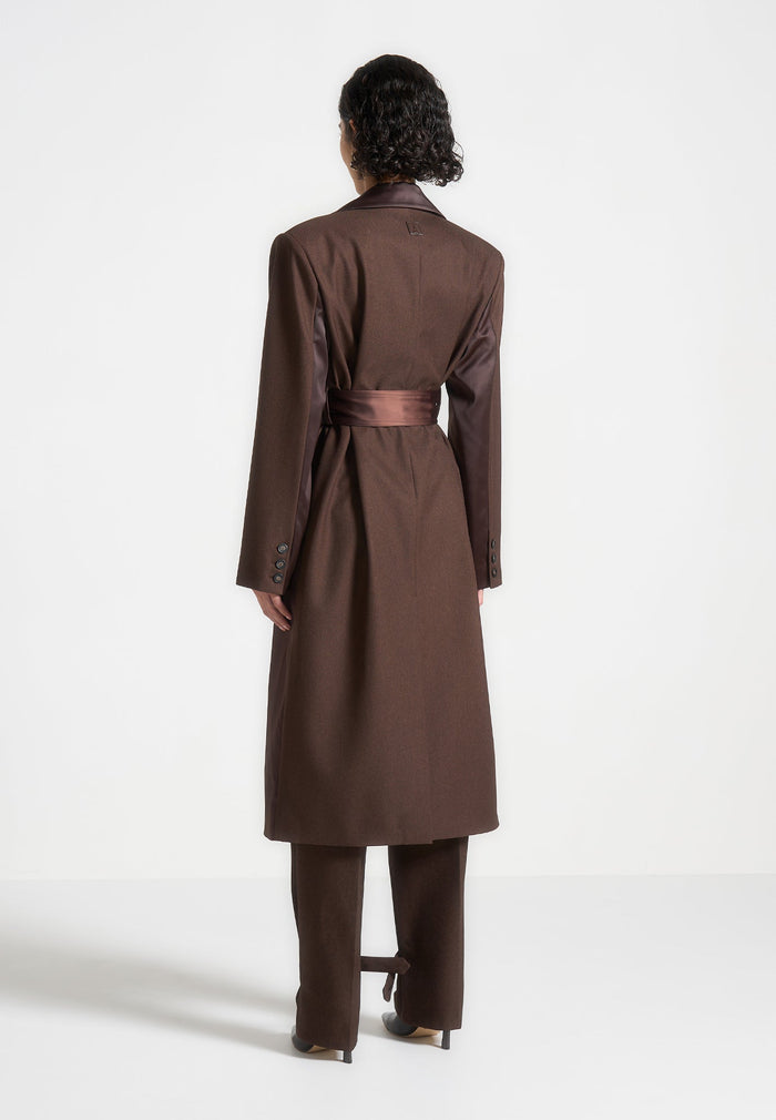 Tailored Satin Trench Coat