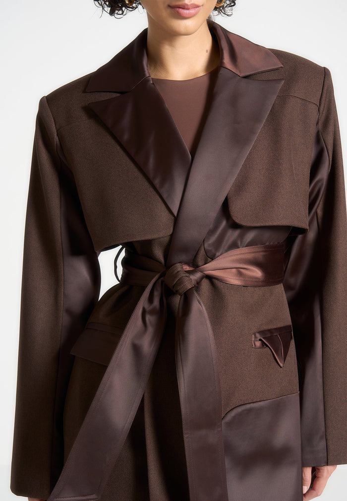 Tailored Satin Trench Coat