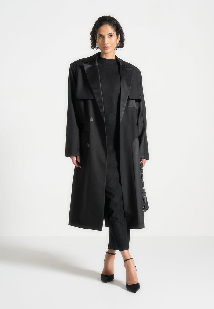 Tailored Satin Trench Coat