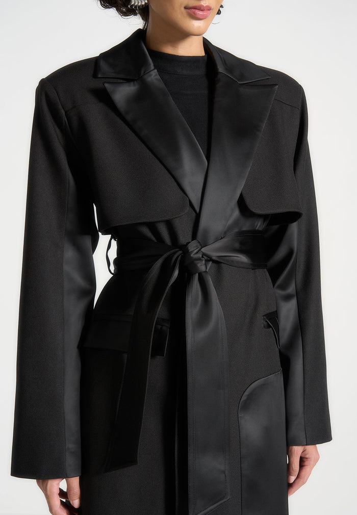 Tailored Satin Trench Coat
