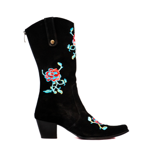 Telluride Black with Blue & Red Roses Modern Cowboy