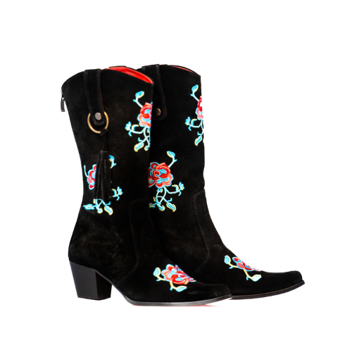 Telluride Black with Blue & Red Roses Modern Cowboy