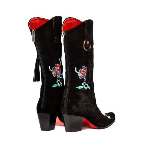 Telluride Black with Blue & Red Roses Modern Cowboy