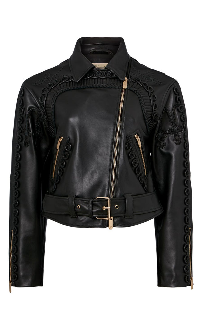 Texas Braided Leather Jacket - Black