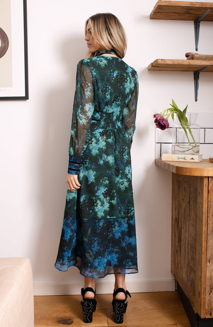 The Babette Contrast Print Button Front Midi Dress Curve