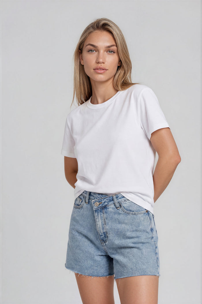 Thea Boyfriend Denim Shorts - Light Blue