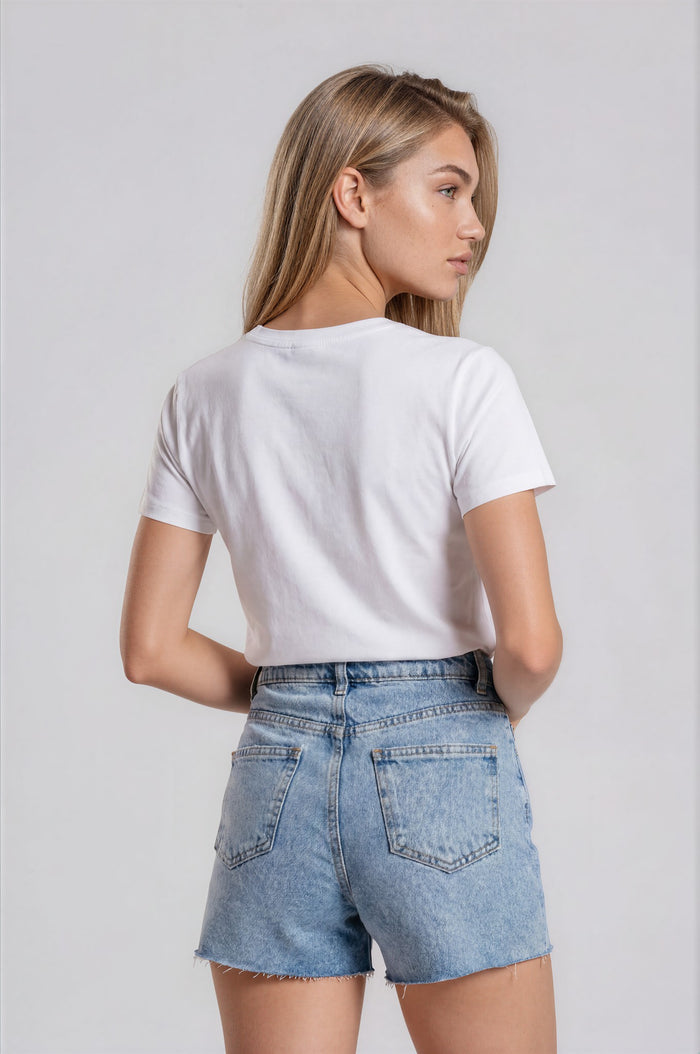 Thea Boyfriend Denim Shorts - Light Blue
