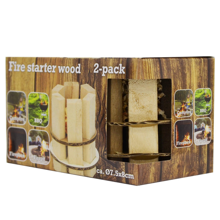 Twin Pack Fire Wood Starter Lighter Kindling BBQ Firepit