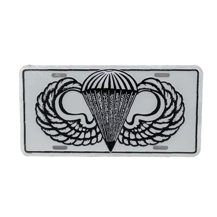 US Army Jump Wings White License Plate - Army & Outdoors - Collectables & Rarities