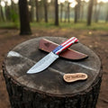 USA Handle Outdoor Knife – Handcrafted Damascus Steel Blade | Leather Sheath | JW SteelCrafts