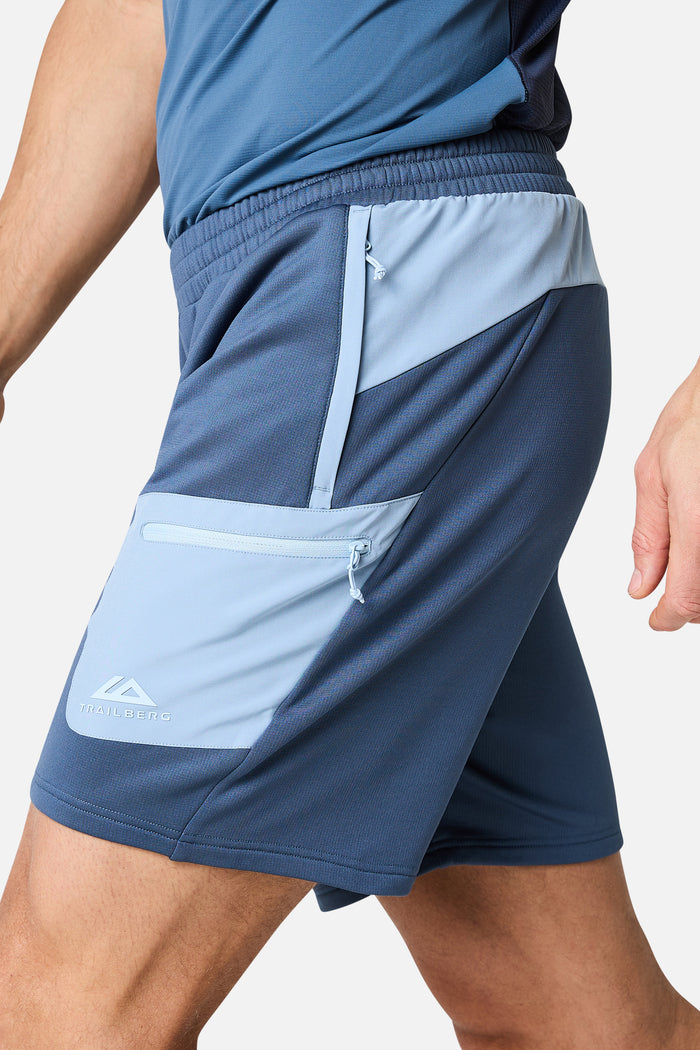 Vale Gridded Fleece Short - Breeze/Skylar