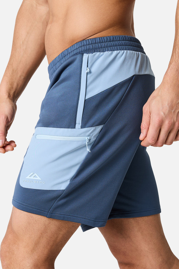 Vale Gridded Fleece Short - Breeze/Skylar