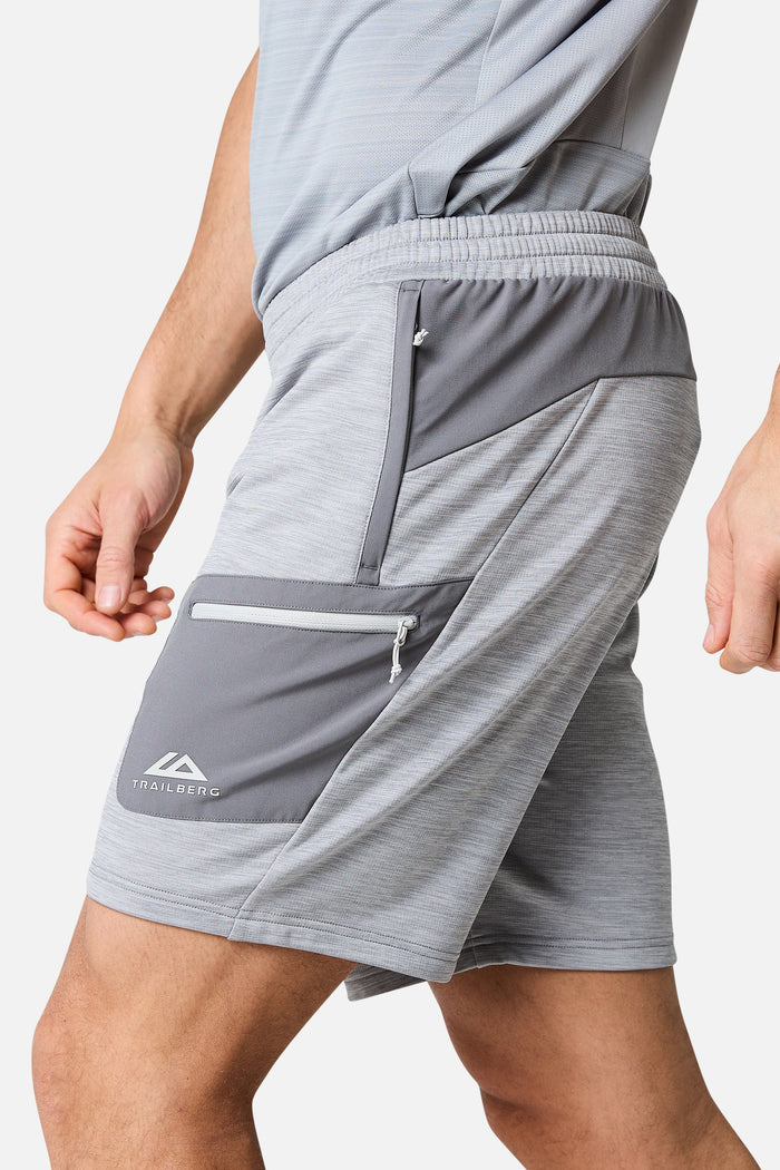 Vale Gridded Fleece Short - Lunar Grey Marl/Nightfall Grey