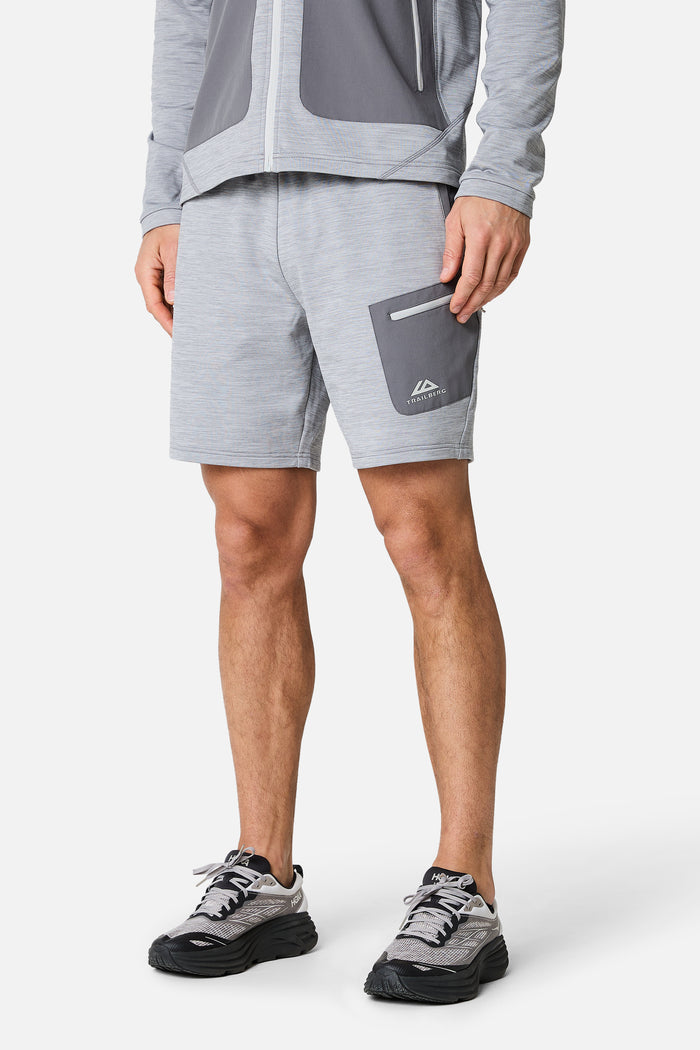 Vale Gridded Fleece Short - Lunar Grey Marl/Nightfall Grey