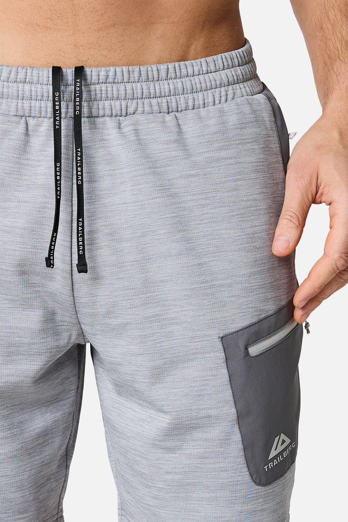 Vale Gridded Fleece Short - Lunar Grey Marl/Nightfall Grey