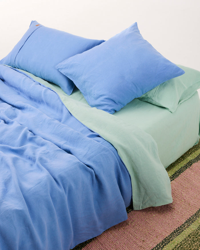 Vista Blue Linen European Pillowcases