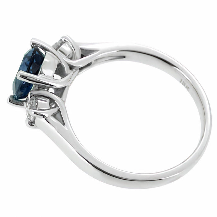 VossAgin - 2.00 CTW Lab Created Oval Blue Sapphire & Diamond 3-Stone Engagement Ring in 14kt Gold - 8.5