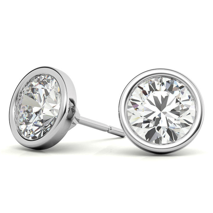 VossAgin Round Diamond Stud Earrings