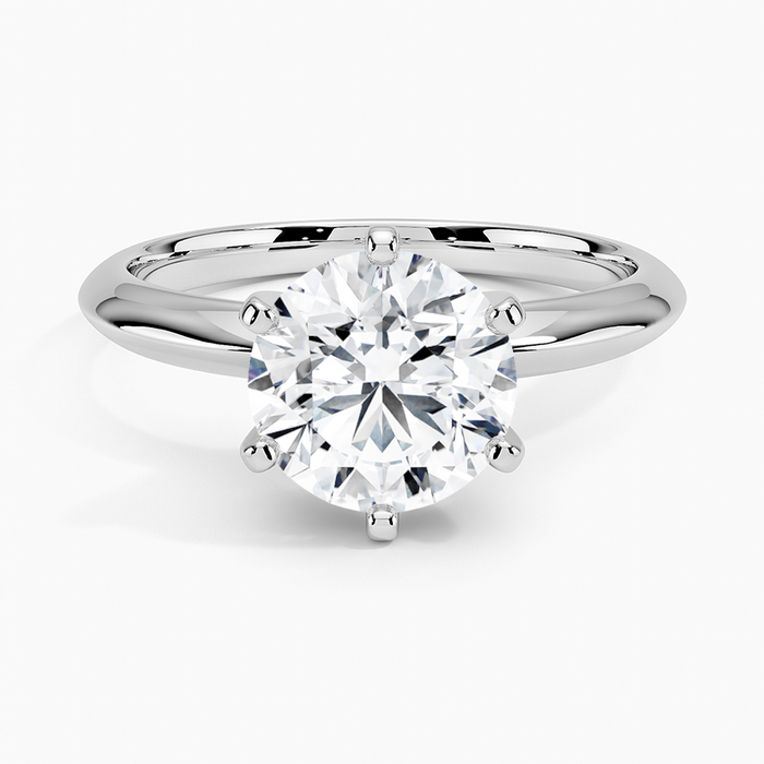 VossAgin - 3.00 CTW AGI Certified Round Lab Grown Diamond Six Prong Solitaire Engagement Ring - F-VS Clarity in 14K White Gold - 8.5