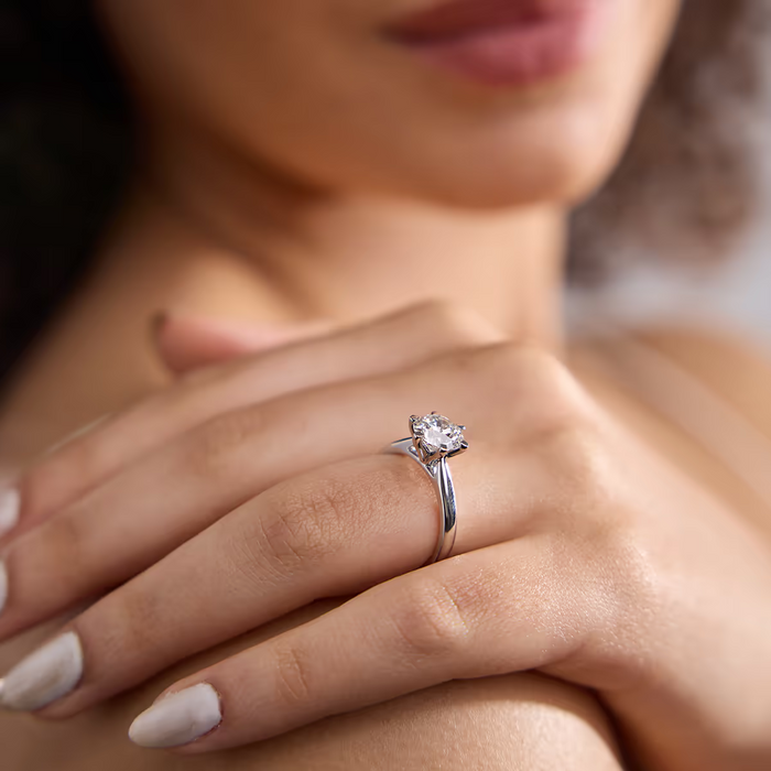 VossAgin - 3.00 CTW AGI Certified Round Lab Grown Diamond Six Prong Solitaire Engagement Ring - F-VS Clarity in 14K White Gold - 8.5