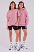 VXN Girls Cycling Shorts, Hoodie & T-Shirt Set - Dusty Pink