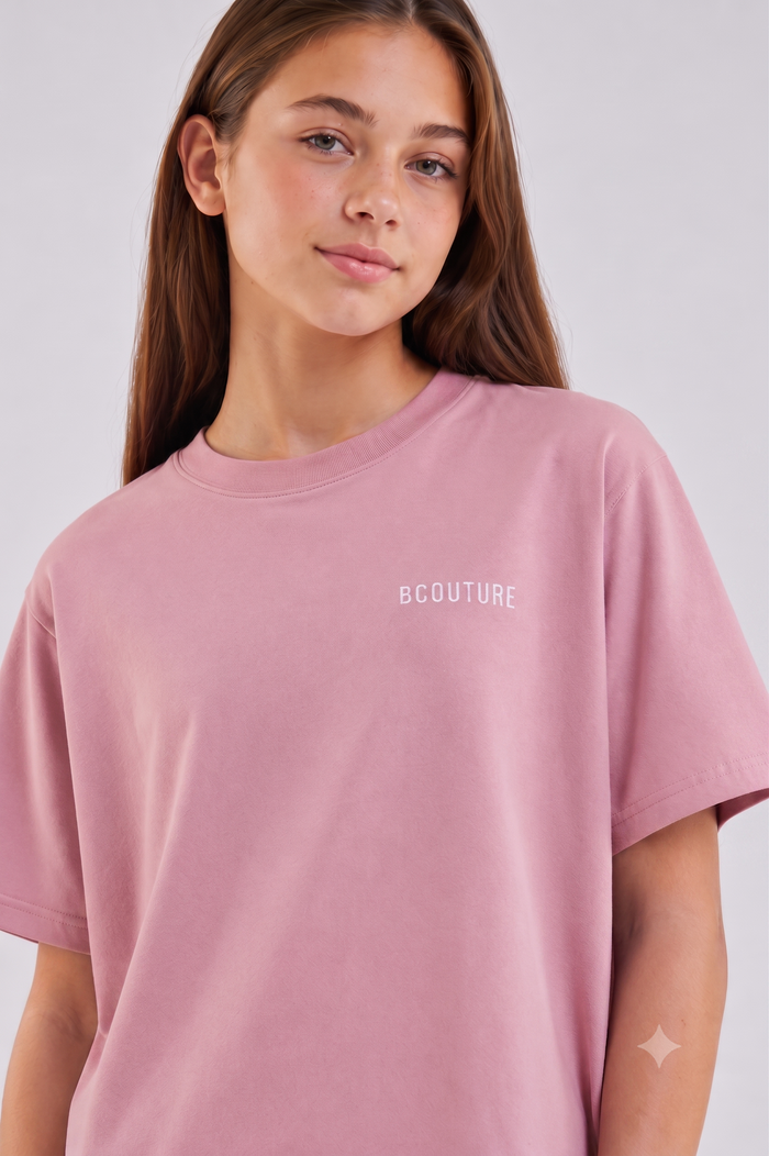 VXN Girls Cycling Shorts, Hoodie & T-Shirt Set - Dusty Pink