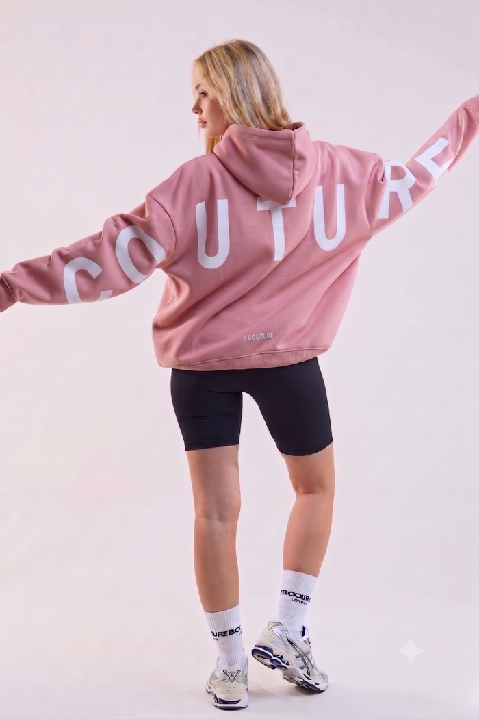 VXN Girls Cycling Shorts, Hoodie & T-Shirt Set - Dusty Pink