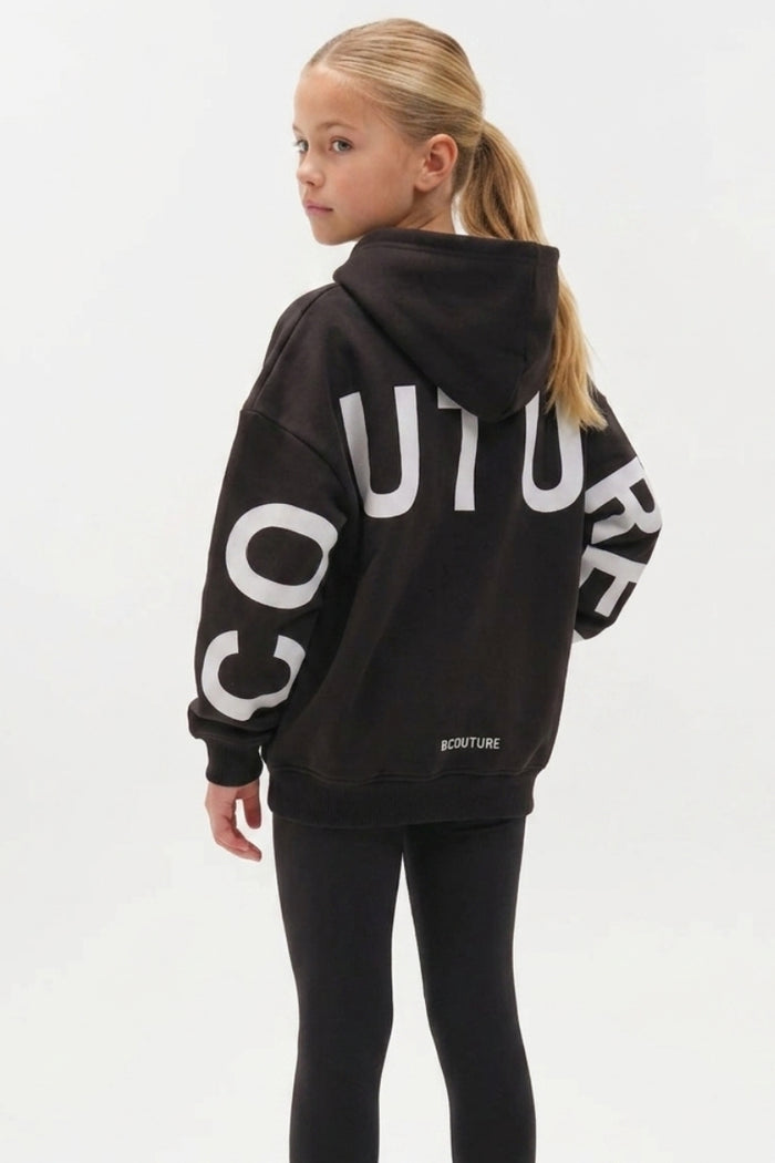 VXN Girls Leggings & Hoodie Set - Black