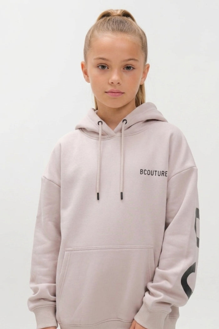 VXN Girls Leggings & Hoodie Set - Stone