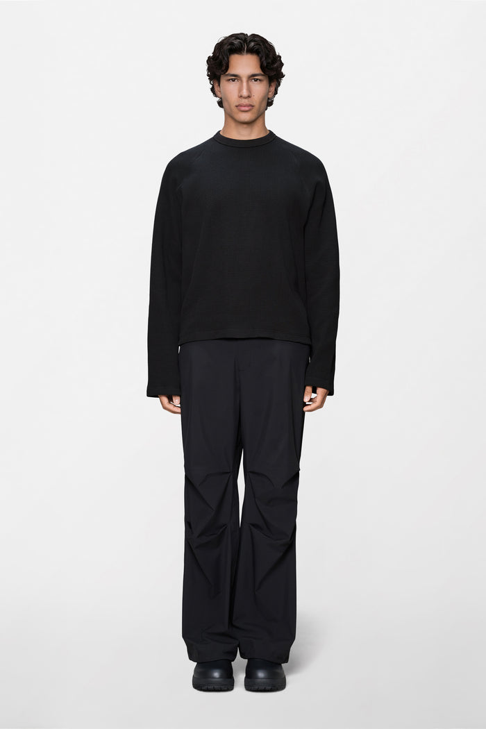 RAINS Waffle Long Sleeve T-Shirt Rains Black Long Sleeve