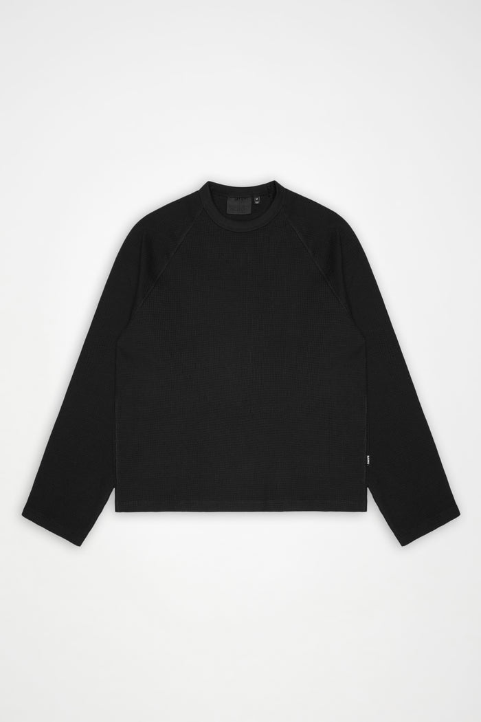 RAINS Waffle Long Sleeve T-Shirt Rains Black Long Sleeve