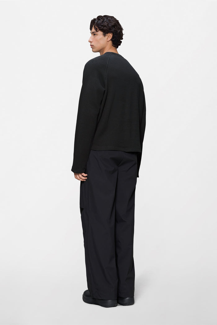RAINS Waffle Long Sleeve T-Shirt Rains Black Long Sleeve
