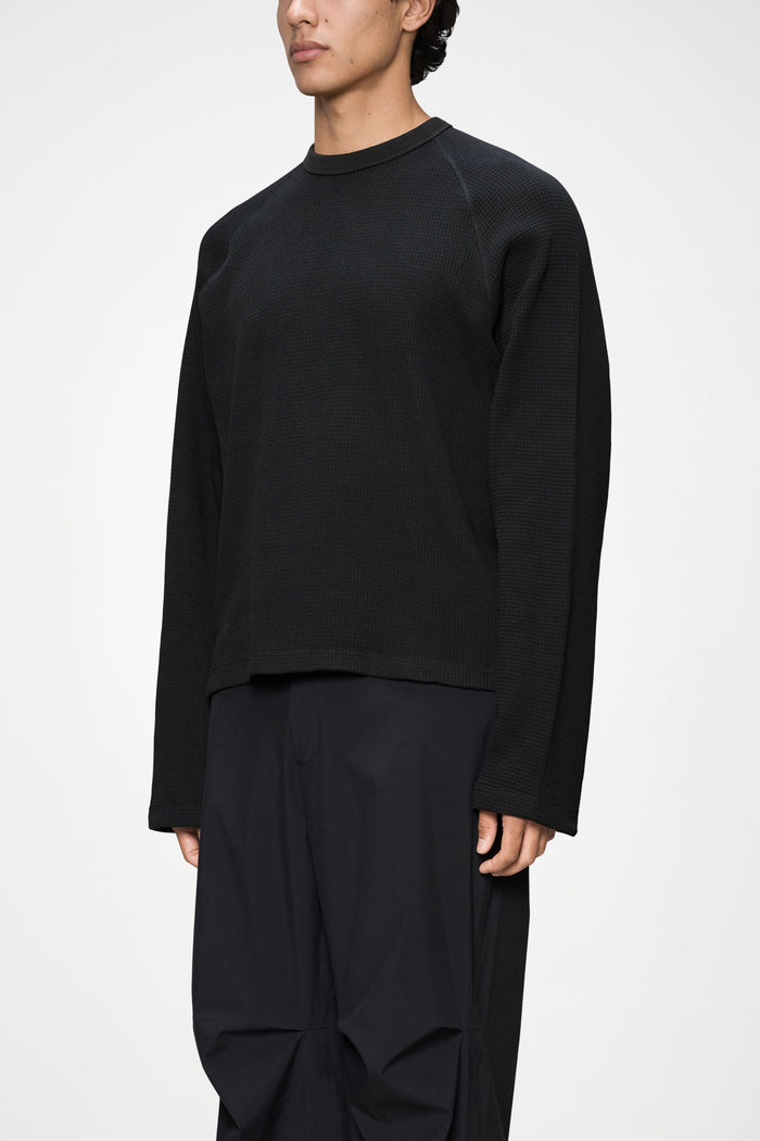RAINS Waffle Long Sleeve T-Shirt Rains Black Long Sleeve