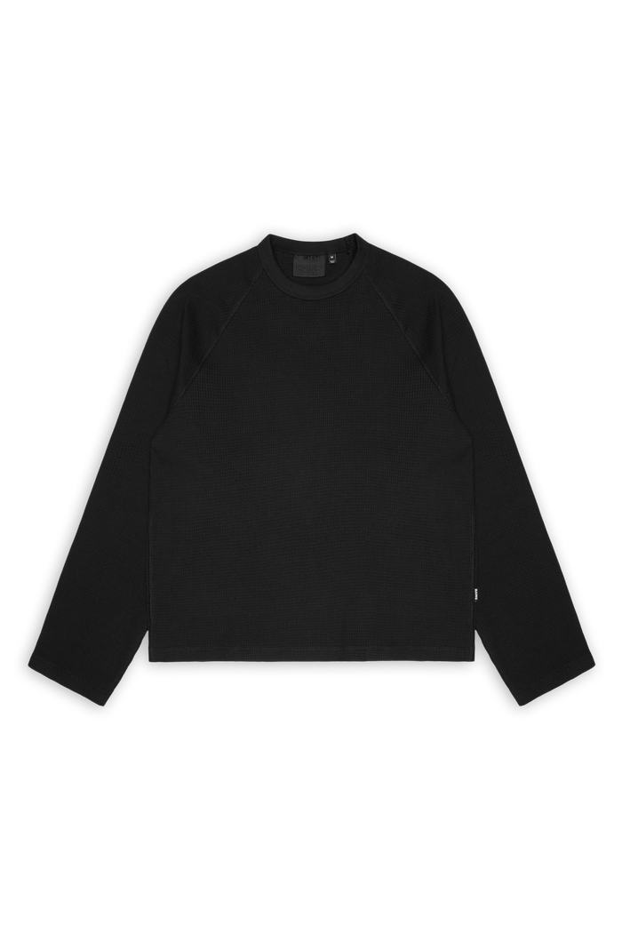 RAINS Waffle Long Sleeve T-Shirt Rains Black Long Sleeve