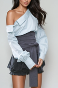 Wail Tie Up One Shoulder Top In Blue