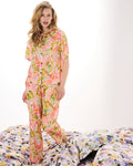Warm Floral Breeze Adult Organic Cotton Short Sleeve Shirt & Pant Pyjama Set