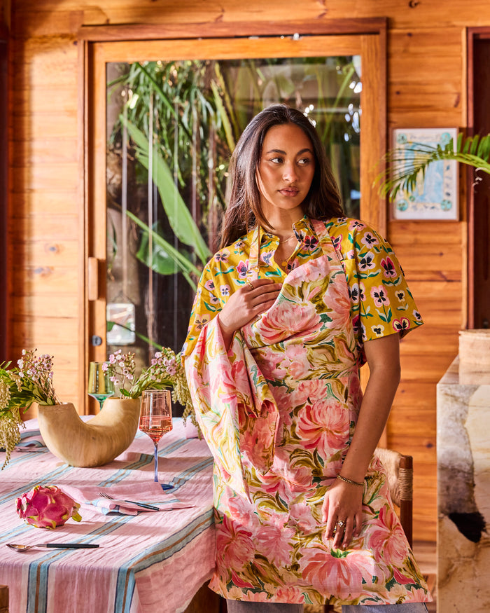 Warm Floral Breeze Tea Towel