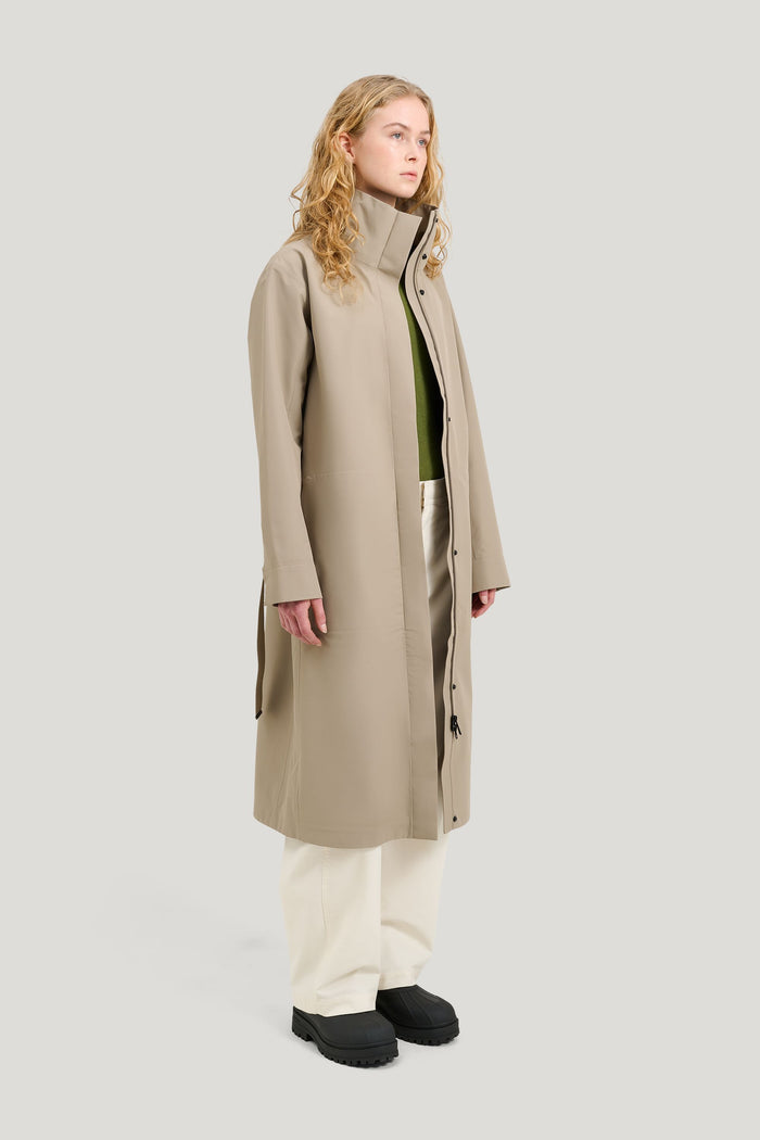 Waterproof Raincoat with a Wrap-around Silhouette