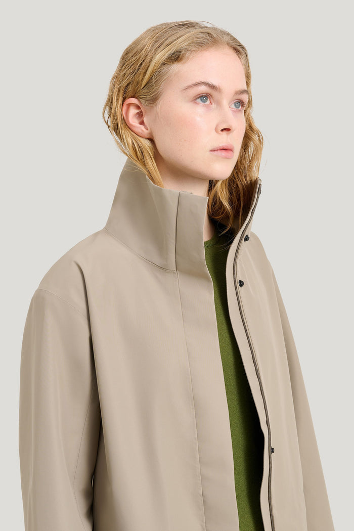 Waterproof Raincoat with a Wrap-around Silhouette