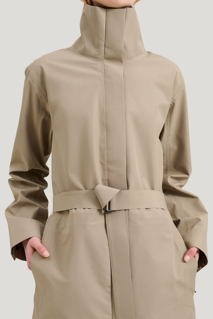 Waterproof Raincoat with a Wrap-around Silhouette