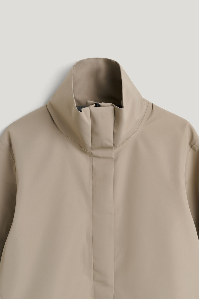 Waterproof Raincoat with a Wrap-around Silhouette
