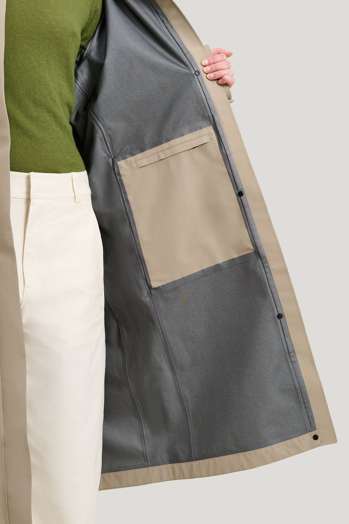 Waterproof Raincoat with a Wrap-around Silhouette