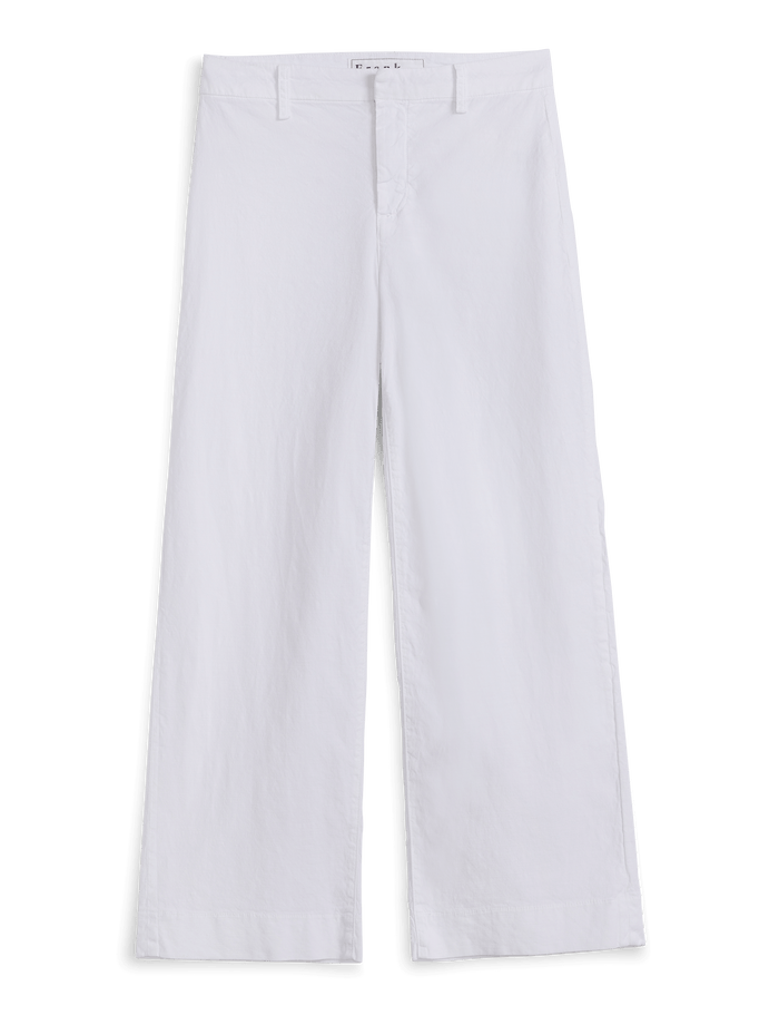 White wide-leg pants on a transparent background