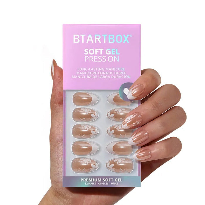White Flower French Soft Gel Press-On Nails