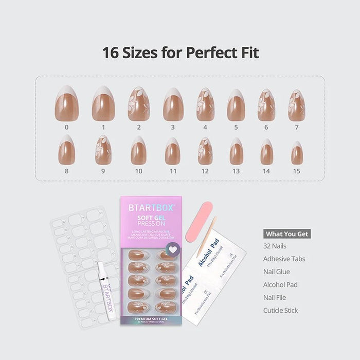 White Flower French Soft Gel Press-On Nails
