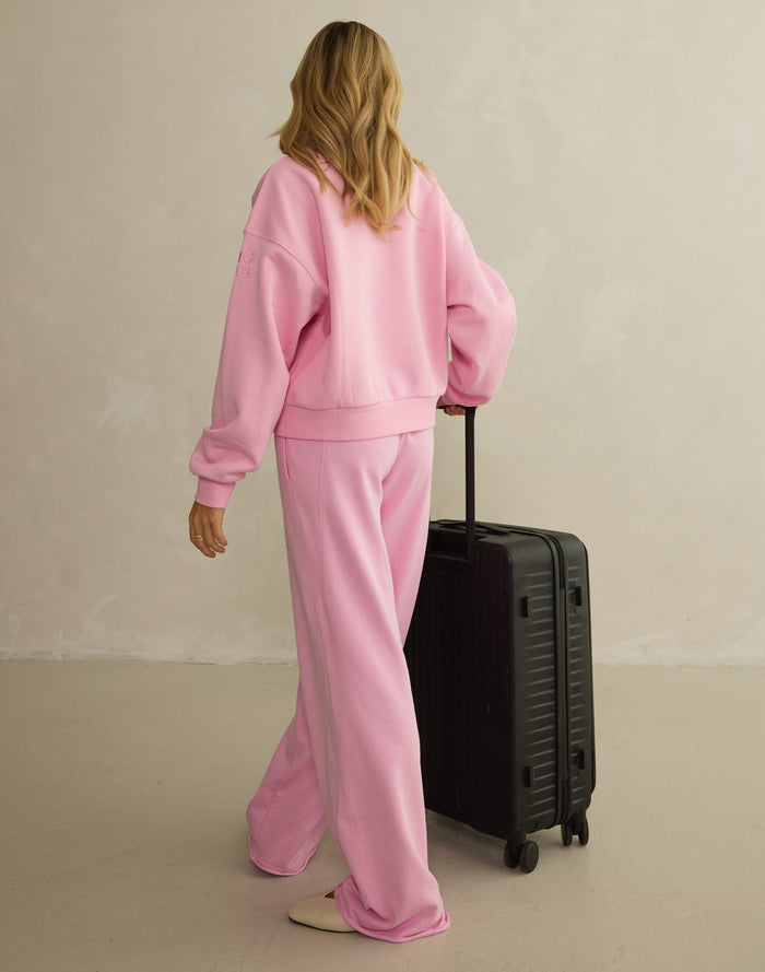 Wide Leg Jogger in Pink Blossom